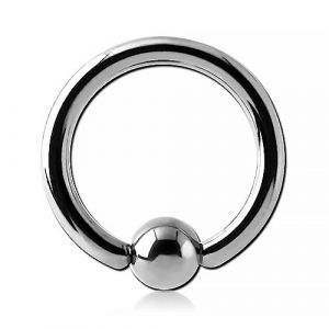 Inoki - Anneau boule Titane - Jonc/Tige 2.5 mm, Diam&egrave;tre 12 mm, Boule 5 mm (INOKI PIERCING, neuf)