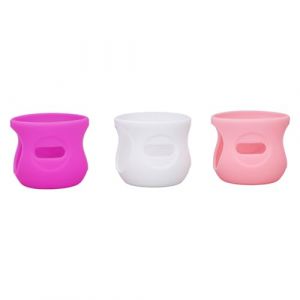 Manchons de Bouteille en Silicone de 4 Oz, 3 Pi&egrave;ces, Couvercle de Biberon Anti-br&ucirc;lure, Manchon de Bouteille en Verre pour un Usage Domestique ou en Voyage (Blanc + Rose + Violet) (Yisteel-EU, neuf)