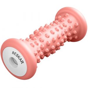 Rouleau Massage Pied pour la Voûte Plantaire - Acupression Réflexologie Masseur pieds Dur en Silicone pour la Fasciite Plantaire Récupération et Muscles Tendus Noeuds (Coraux) (BESKAR, neuf)