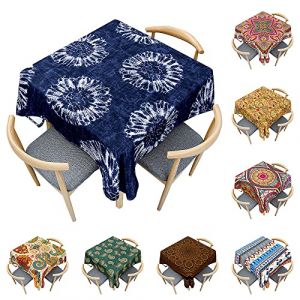 Odot Nappe Carrée Anti Tache, 3D Style Boho Mandala Imperméable Anti Taches Lavable Rectangulaire Nappe pour Fête Decoration Ménage Table Basse Jardin Picnic (Pissenlit,200x200cm) (Odot, neuf)