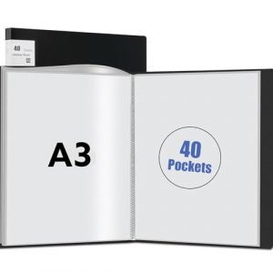 Jidyllic A3 Livre de présentation,40 Pochettes Transparentes Pochettes Protecteurs Portfolio Art Livre Transparent pour Les œuvres d’Art, Feuille de Rapport, Lettre (Jiin, neuf)