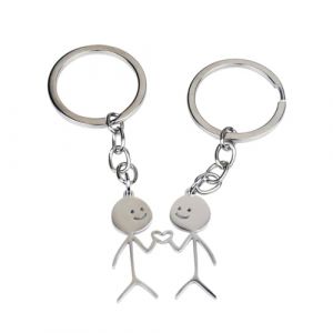 JTKREW 2 pcs cl&eacute;s Doodle Amusant Porte cl&eacute;s Doigt Souriant en Argent avec Collier de Geste Cadeau Amusant (NAROU DUTEN, neuf)