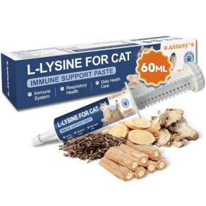 Lysine Chat - Renforcer Le Syst&egrave;me Immunitaire du Chat - Contre Le Coryza, Voies Respiratoires, Soulage Les Allergies et &Eacute;ternuements - avec Taurine, Om&eacute;ga-3, Vitamines - P&acirc;te 60 ML au Go&ucirc;t Poulet (SANTKOL, neuf)