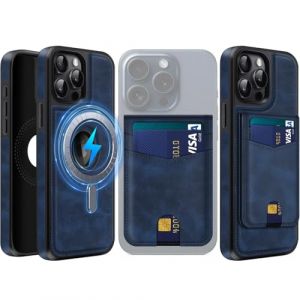 MOBESV 2 in 1 Coque en Cuir pour iPhone 15 Pro avec Portefeuille Support, &Eacute;tui Magn&eacute;tique Compatible avec MagSafe, Housse avec Porte Cartes &Eacute;l&eacute;gant (Bleu Royal) (NineFox, neuf)