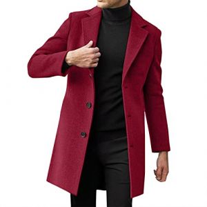 Homme Manteau Parka Laine Slim Classique Trench Mi-Longue D&eacute;contract&eacute;e Duffle-Coats Veste Longue Classique Casual Outwear (extensivc, neuf)