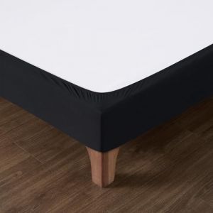 Cache Sommier 160x200 Noir – Tissu Doux et Extensible – Rendu Impeccable – Facile à Installer (Dahlica Fr, neuf)