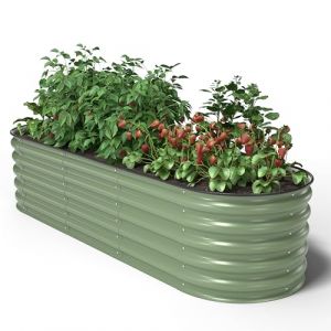 UNIGARDIA Potager Surélevé en Métal 200x60x43 cm - Bac Potager Extérieur Modulaire 6-en-1 - Jardinière Surélevée en Acier Premium, Inoxydable - Durée de Vie Minimum 20 Ans, Vert Sauge (Globalio, neuf)