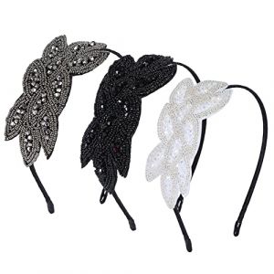 Bandeau Annee 20, Bandeaux de Cheveux en Cristal pour Femmes, Noir Serre-T&ecirc;te des Ann&eacute;es 20 Strass Bandeau, Accessoires de Cheveux R&eacute;tro Pour Le Th&egrave;me Gatsby, Maquillage, La Soir&eacute;e Vestimentaire (Surakey, neuf)