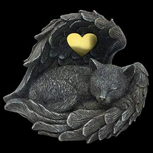 MystiCalls Urne pour chat en forme de figurine de chat avec ailes d'ange dans l'aile &ndash; Urne fun&eacute;raire pour animal &ndash; Urne fun&eacute;raire pour chat &ndash; Urne fun&eacute;raire pour chat &ndash; Capacit&eacute; : 0,85 l (Fantasia Versand, neuf)