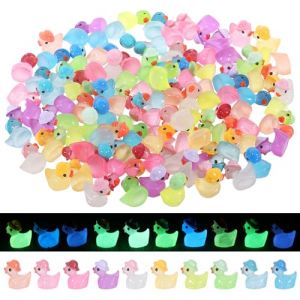 Yimomoyi 100 Mini Canards Lumineux en R&eacute;Sine, Canard en Plastique Multicolores, 10 Couleurs Petit Canard a Cacher Mini Canards en R&eacute;sine pour Artisanat Maison, D&eacute;coration de Jardin, D&eacute;coration Paysage (YIMOMY, neuf)