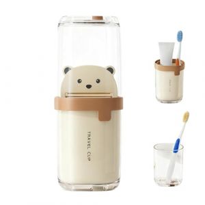 BelleFlair &Eacute;tui de Voyage Respirant pour Brosse &agrave; Dents (3 gobelets), avec Presse-Tube en Forme d'ours, bo&icirc;te &agrave; Brosse &agrave; Dents Portable, Grand gobelet &agrave; Brosse &agrave; Dents, Essentiels de Voyage pour (XiAnZhengFangShangMaoYouXianGongSi, neuf)