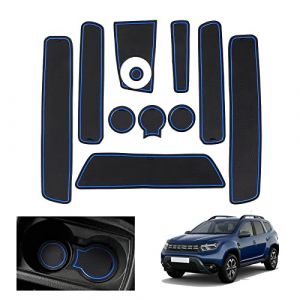 GAFAT Renaul-t/Dacia Duster 2018-2021 Tapis Antidérapants en Caoutchouc, Dacia Duster Tapis de Console Centrale, Tapis de Rangement, Tapis de Couture de Porte [Non pour 2022+] (Bleu) (GAFAT(EU), neuf)
