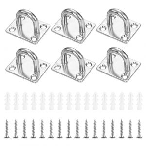 Lot de 6 &oelig;illets d'arrimage en acier inoxydable M6, plaque oculaire avec &oelig;illet, plaque oculaire avec &oelig;illet, crochet pour sac de frappe, voile d'ombrage, max. 300 kg (XingHuangJZ, neuf)