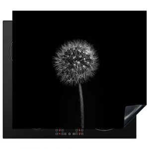 KitchenYeah© Protege Plaque Tapis Pour Induction 58x51 cm Deco Cuisine Protection Vitrocéramique Pour Cuisiniere Pissenlit - Noir - Fleurs - Botanique (KitchenYeah, neuf)