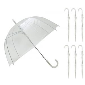 SMATI Set 6 Parapluies Longs Transparent - forme Cloche ; Classique et basic ; Ouverture automatique ; Diamètre=85cm ; Parapluie Femme (Umbrella republic, neuf)