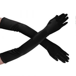 QEDBOJE 1 paire Gants Longs &Eacute;l&eacute;gants Femme, Gant Noir Long, Gant Satin pour Festival Costum&eacute;e Danse Soir&eacute;e (Long) (Noir) (XU WEN DE DIAN, neuf)