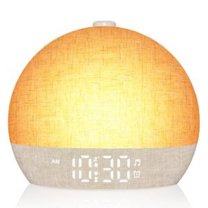 R&eacute;veil Lumineux Simulateur d'Aube, Reveil Matin avec 7 Sonneries, Lampe de Chevet 20 Niveaux de Luminosit&eacute;, 30 Sons Naturels, Snooze, Minuteur, 12 Couleurs R&eacute;veil Lumi&egrave;re Veilleuse pour Enfant/Adulte (JJSHUN-Direct, neuf)