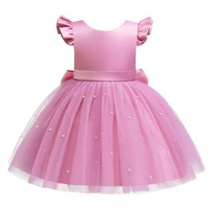 Lito Angels Robe Demoiselle d'honneur Ceremonie Mariage No&euml;l avec Perle pour Enfant Fille Taille 3-4 Ans, Rose (Lito Angels FR, neuf)