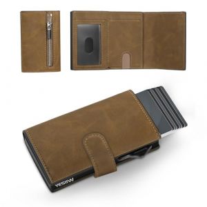 YESIIW Portefeuilles en cuir pour homme avec blocage RFID, portefeuilles minimalistes pour homme avec porte-cartes pop-up UK et pince &agrave; billets, porte-cartes fin avec poche &agrave; pi&egrave;ces Noir, Slim (Yesiiw, neuf)