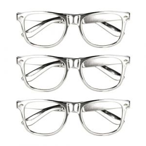 Boland 02628 &ndash; Lunettes de soir&eacute;e argent&eacute;es, 3 pi&egrave;ces, lunettes amusantes, sans correction, rappeur, star, accessoires de f&ecirc;te &agrave; th&egrave;me, carnaval (APECA92, neuf)
