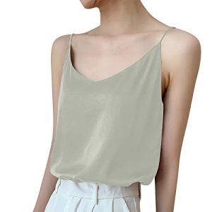 Gilet Sans Manches Femme Robe Crop Top Caraco Dentelle Satin Tee Shirt Debardeur Chemisier Chic Et Élégant Vert XXL (JKUYWDA, neuf)