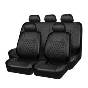 LJWAN 9 pi&egrave;ces Housse de si&egrave;ge deVoiture Universelle en Cuir PU, pour Peugeot Partner Tepee 2008-2018 5 Places Voiture Cuir Ensembles Housses si&egrave;ge,Black (sword warrior kong shop, neuf)
