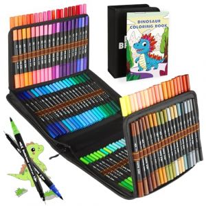 KIMIGO Feutre Coloriage Adulte,120 Couleurs Feutres Coloriage Enfants Adulte à Double Pointe Fine et Pinceau,pour Dessiner, Manga, Doodling, Scrapbooking, Aquarelle Stylos Feutre Coloriages Enfants (Fluttuante Kft, neuf)