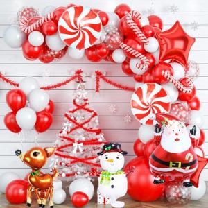 XIMEY Arche Ballon Noel 107 Pièces Ballon Noel, Ballon Noel Decoration, Kit Ballon Noel, Ballon de Noel, Decoration Noel Ballon, Ballon Noël, Guirlande de Ballon de Noel, Décoration de Fête de Noël (WANSH, neuf)