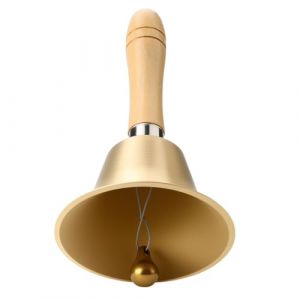 Zyiphor Cloche &agrave; Main Cloche D'appel Claire et Forte Cloches &agrave; Main en M&eacute;tal Cloche D'appel en Laiton Massif Cloche en Laiton avec Manche en Bois pour M&eacute;ditation, D&icirc;ner, &Eacute;cole (ASKGRJKHGV, neuf)