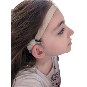 Bandeau antiderapant pour implant cochleaire et prothese auditive 15 mm large (Beige, Ajustable) (SOFIZZE, neuf)