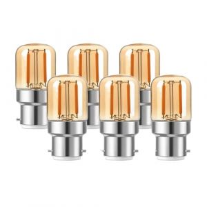 wenwendianzi Lot de 6 Mini-Ampoules LED Vintage T28 1W &agrave; ba&iuml;onnette B22, Verre ambr&eacute;, 10W (ShiWenX, neuf)