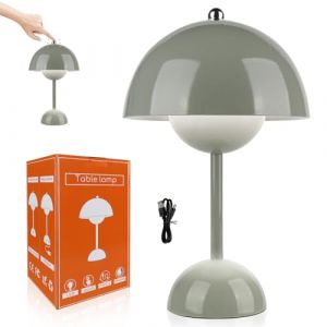 YANGUN Flowerpot Lampe de table LED sans fil en forme de champignon - Intensité variable - Avec 3 modes de luminosité - Tactile à intensité variable - Lampe de bureau rétro champignon pour chambre à (XANEU, neuf)