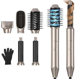UKLISS Air Styler 5 en 1, Brosse Soufflante Brushing avec Seche Cheveux Ionique, Boucleur a Air, Brosse Lissante Chauffante, Brosse Coiffante Hairstyler, Multistyler Cadeaux pour Femme Styling - Gold (ukliss beauty, neuf)