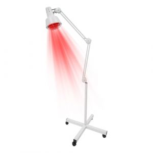 ClearFragrans Lampe infrarouge, lampe &agrave; lumi&egrave;re rouge, avec socle et roues, th&eacute;rapie par la chaleur, lumi&egrave;re rouge, support de sol, pour soulager la douleur, l&eacute;g&egrave;ret&eacute;, relaxation musculaire, blanche (ClearFragrans, neuf)