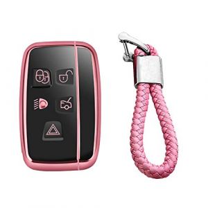 M.JVisun Doux TPU Clef Coque Porte-clés pour Land Rover Discovery 4/Sport Freelander 2 pour Range Rover Evoque/Sport/Velar Clé de Voiture - Brillant Rose - Tressé Porte-clés (M.Jvisun.Eu, neuf)