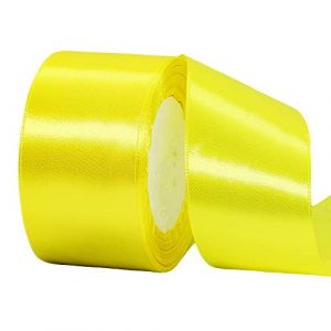 Ruban Satin Jaune Citron Gros 50mm,22m Polyester Ruban Satin,Ruban Cadeau Emballage,Ruban Noel Ruban Tissu pour Couture,N&oelig;uds,Artisanat,Bouquet,D&eacute;coration de Mariage,Voitures,Anniversaire,G&acirc;teau (YIHUAN Official Store, neuf)