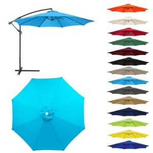 HonunGron Auvent De Remplacement pour Parasol 2,0/2,3/2,5/2,7m/3,0m, 6 Baleines/8 Baleines Toile De Parasol Déporté Remplacement Pour Cour,Jardin,Plage, Protection UV 50+ (2.3m-8 ribs,Bleu) (HonunGron, neuf)