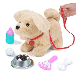 Interactif Enfant Peluche Chien, Jouet en Peluche Chien Qui coure et aboie ,Animaux électronique Qui Marche et aboie en Laisse, Jouets Interactifs pour Les Enfants de 3 4 5 6 7 Ans et Plus Cadeau (jiashengxin EU, neuf)