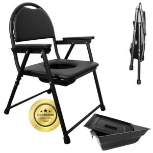 OrtoPrime Chaise Toilette Adulte Pliable &ndash; Chaise Perc&eacute;e Toilette avec Seau &ndash; Si&egrave;ge de Toilette Portable &ndash; Chaise Perc&eacute;e Adulte Stable et S&eacute;curis&eacute;e &ndash; WC Handicap&eacute; pour Salle de Bain (OrtoPrime, neuf)