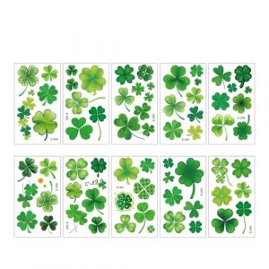 Autocollants de tatouage à thème vert, peinture irlandaise, autocollants de tatouage imperméables(10 PCS B) (Grand maritime trade, neuf)