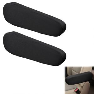 OUDQFCJ Housse d'accoudoir de voiture en tissu plat élastique Ajustement universel Housse d'accoudoir de siège de voiture Protection pour camion, SUV, camionnette, une paire (noir) (Mapico, neuf)