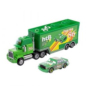 Cars Mack Oncle Lightning McQueen King Francesco Chick Hicks Hudson Camion et voiture 1:55 Modèle de moustache Jouet Voiture Cadeau (Couleur : No.86 Mack and Car) (bankeep, neuf)