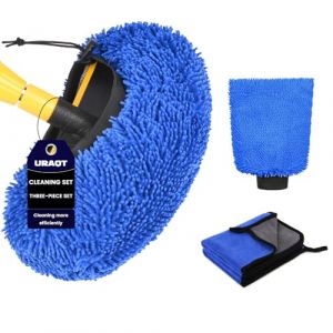 URAQT Lot de 4 Housse de Brosse de Voiture en Microfibre + Chiffons Microfibre de Nettoyage + Gant de Lavage Microfibre pour Voiture, Kit de Lavage de Voiture pour Lavage Voiture, Nettoyage Domestique (HAPPYSALLER, neuf)