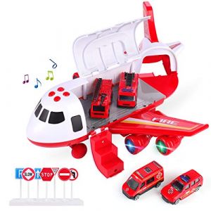 SHANNA Jeu pour VéHicule AéRien,Avion Roue Inertie avec Ensemble Jouets éDucatifs pour VéHicules,1 Grand Avion,4 Voitures Alliage Cadeau pour Enfant Garçon Fille (Camion Pompier- Rouge) (ChenyongEU, neuf)