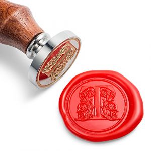 Mceal Tampon de cire - T&ecirc;te en laiton argent&eacute; avec poign&eacute;e en bois - S&eacute;rie A &agrave; Z - Lettre T (Maochen International Limited, neuf)