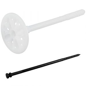 AERZETIX - Ensemble de 25 Chevilles d'isolation à Frapper Ø10x160 mm + 25 Clous 165 mm - en Nylon - Fixation de Panneaux Isolant Plaque Thermique polystyrène extrudé expansé (Tuning, neuf)