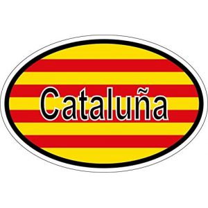 Akachafactory Autocollant Sticker Ovale Oval Drapeau Code Pays Catalogne Catalan (Akachafactory, neuf)