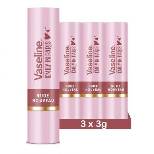 Vaseline x Emily in Paris Nude Nouveau | Baume à lèvres teinté Stick | Édition Limitée | (Lot de 3 Nude Nouveau) (prsWORLD, neuf)