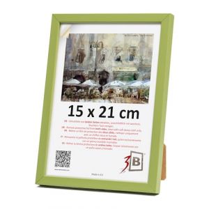 3-B Cadre photo LUND - Vert olive - 15 x 21 cm (A5) - Cadre en bois - Cadre photo - Cadre portrait avec verre acrylique (Waldorff GmbH, neuf)