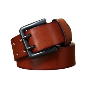 MYIESAXL Ceinture en Cuir Robuste pour Hommes Faites &Agrave; La Main 4,3 cm de Grande Largeur et 4 mm D'&Eacute;paisseur Avec Boucle &Agrave; Double Ardillon, Ceinture pour Jeans &Agrave; &OElig;illets &Agrave; Double Trou (BCY1988DM, neuf)